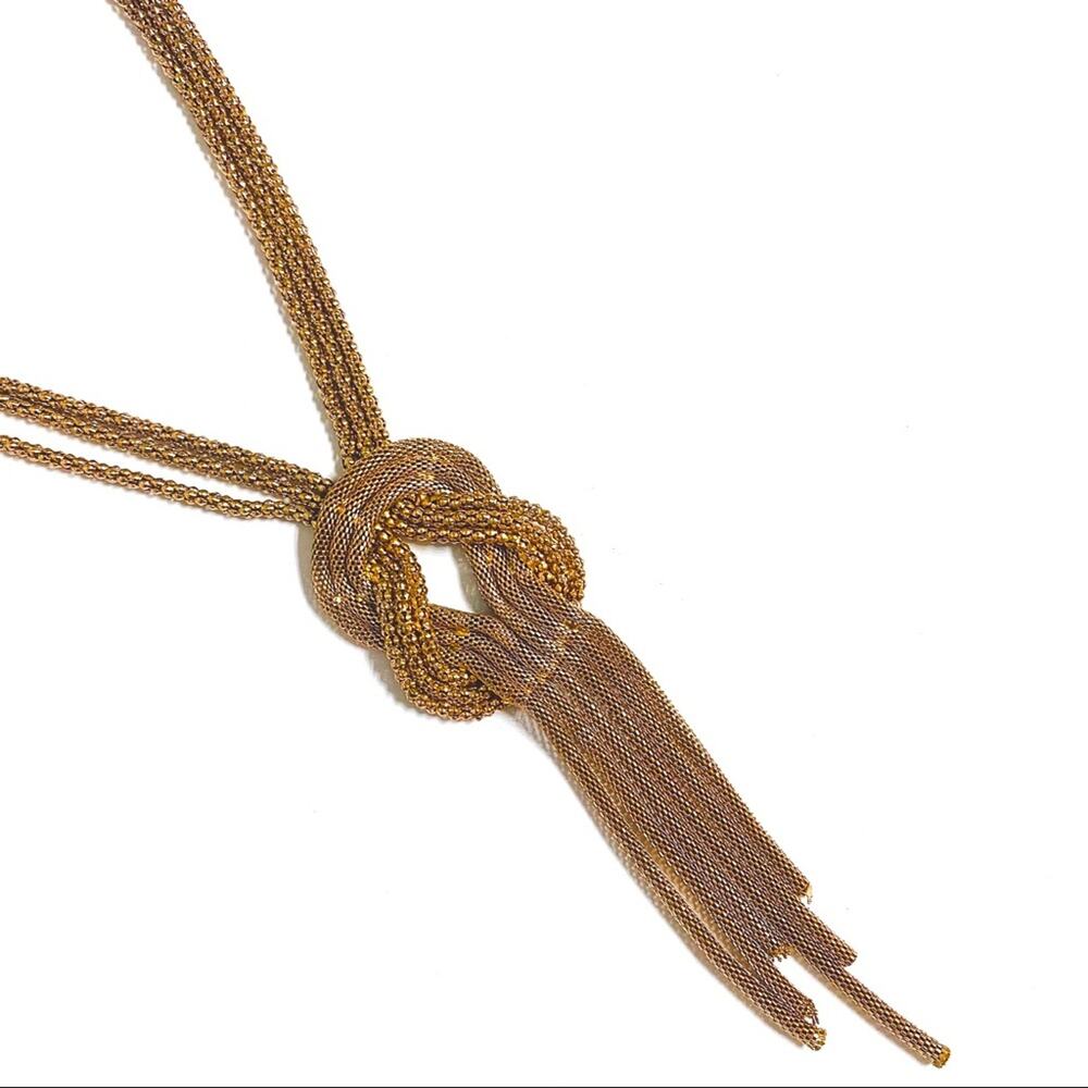 BOUTIQUE • Gold Chain Knotted Rope Statement Necklace